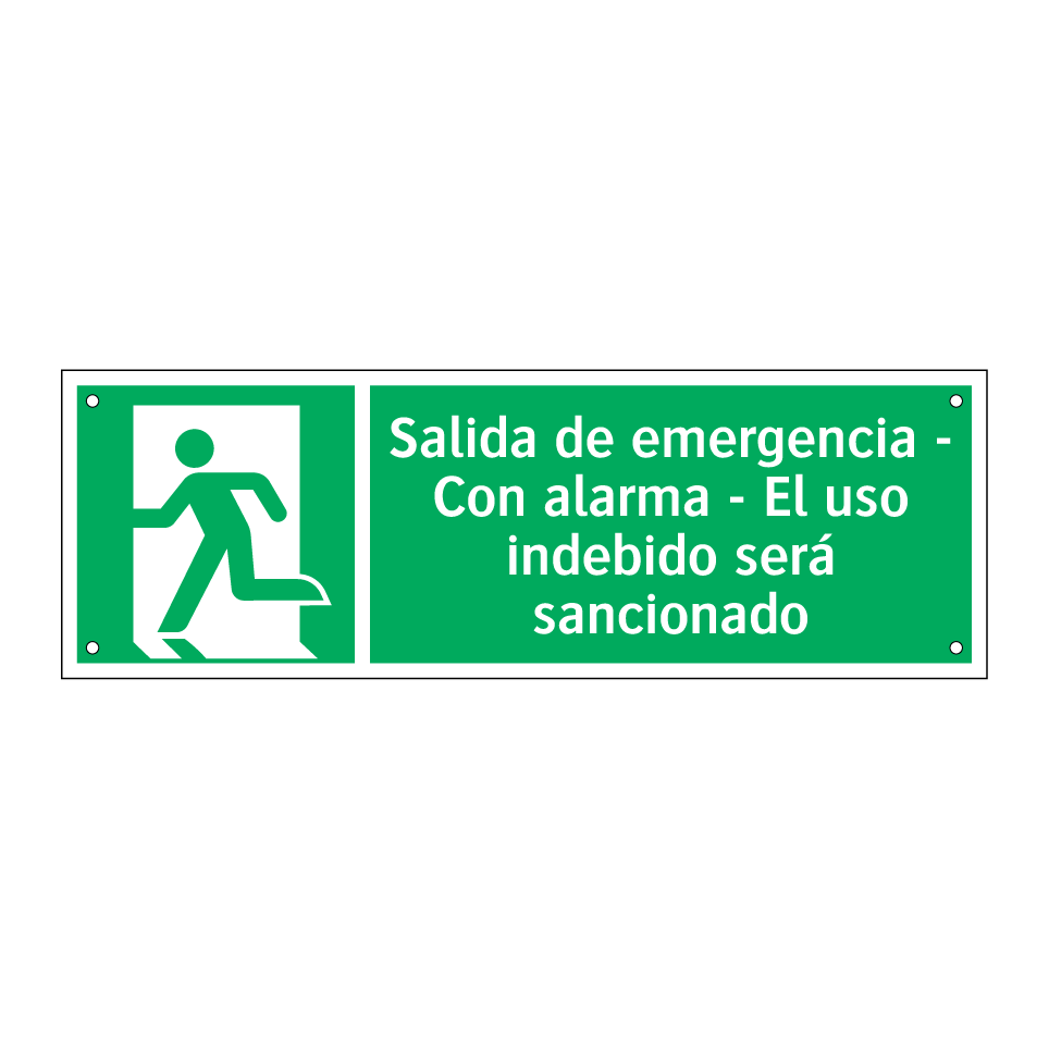 Salida de emergencia - Con alarma - El uso indebido será sancionado