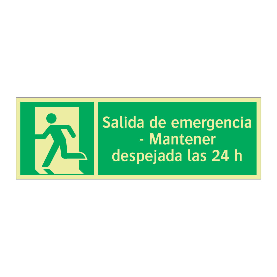 Salida de emergencia - Mantener despejada las 24 h