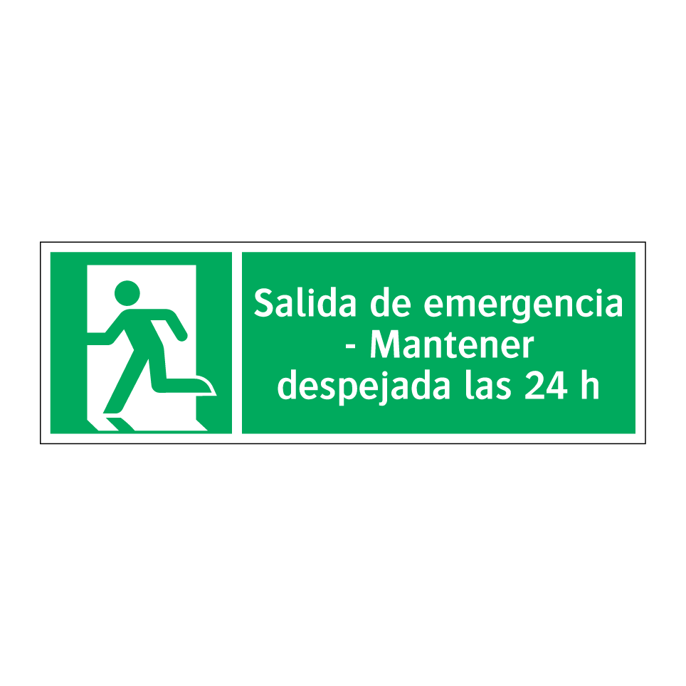Salida de emergencia - Mantener despejada las 24 h