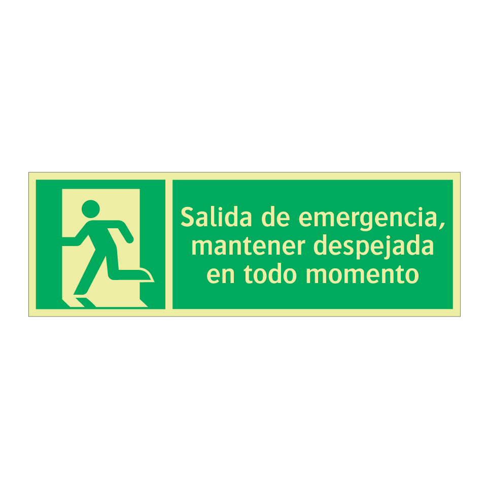 Salida de emergencia, mantener despejada en todo momento