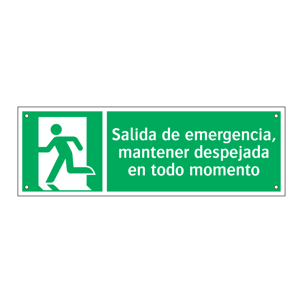 Salida de emergencia, mantener despejada en todo momento