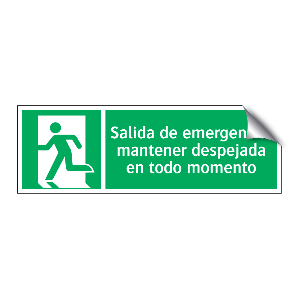 Salida de emergencia, mantener despejada en todo momento