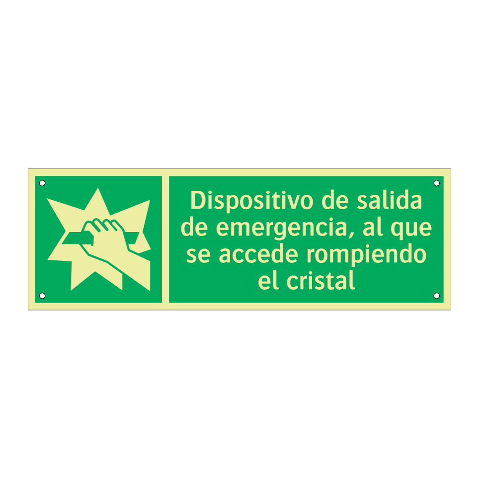 Dispositivo de salida de emergencia, al que se accede rompiendo el cristal