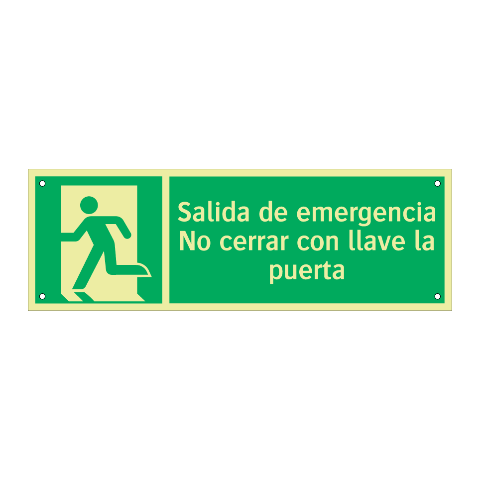 Salida de emergencia No cerrar con llave la puerta