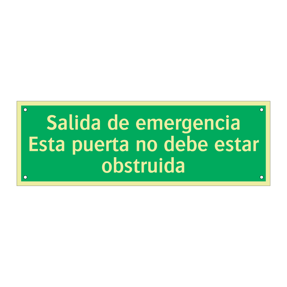 Salida de emergencia Esta puerta no debe estar obstruida
