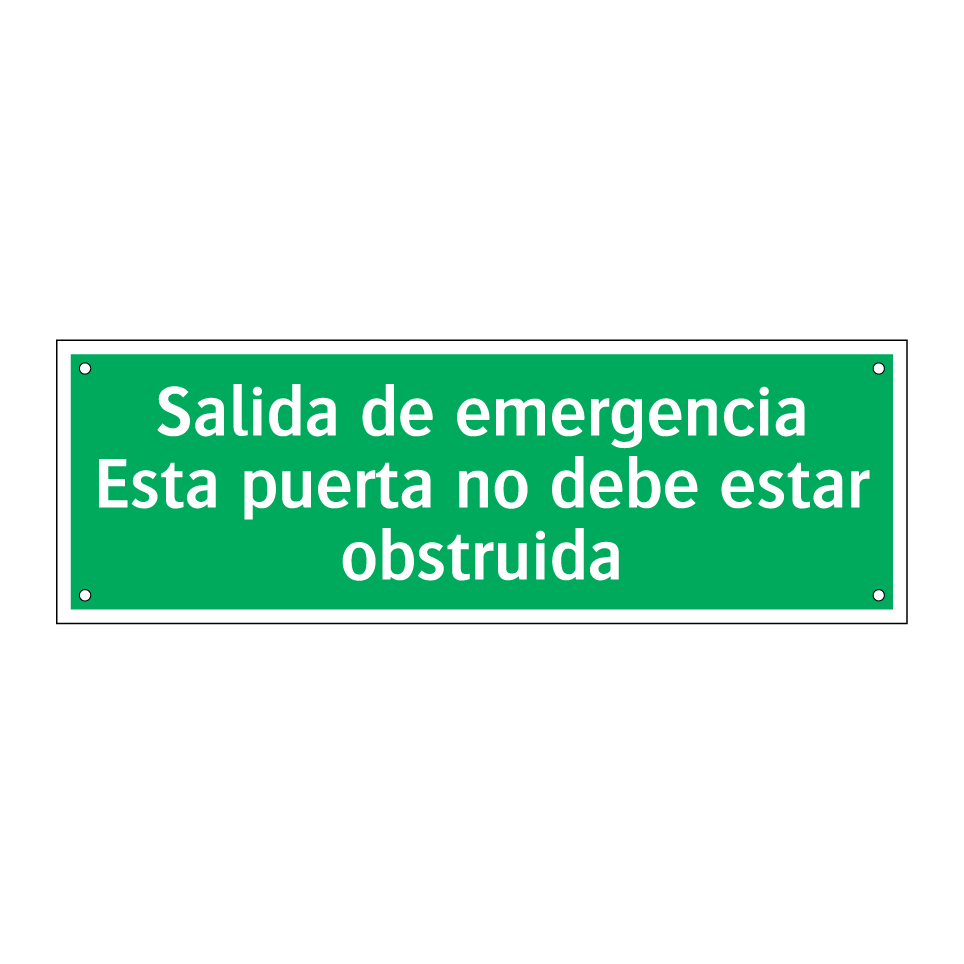 Salida de emergencia Esta puerta no debe estar obstruida
