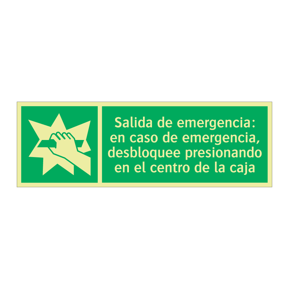 Salida de emergencia: en caso de emergencia, desbloquee presionando en el centro de la caja