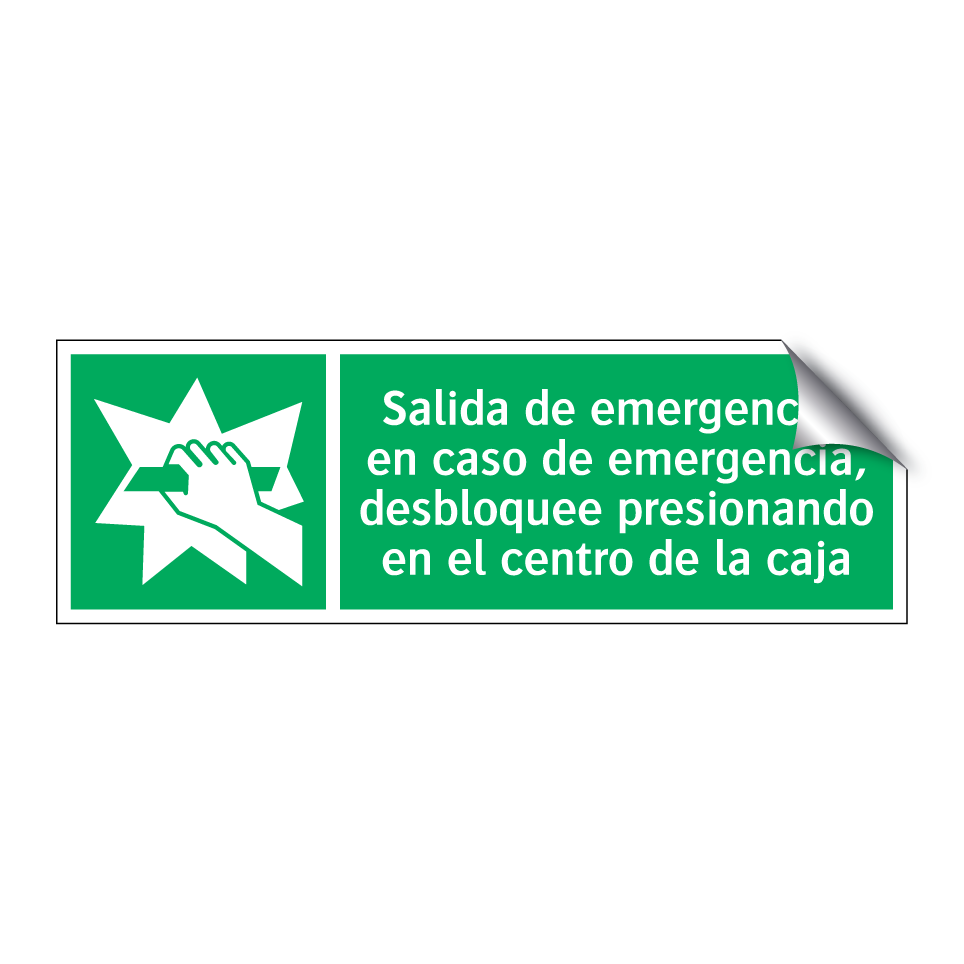 Salida de emergencia: en caso de emergencia, desbloquee presionando en el centro de la caja