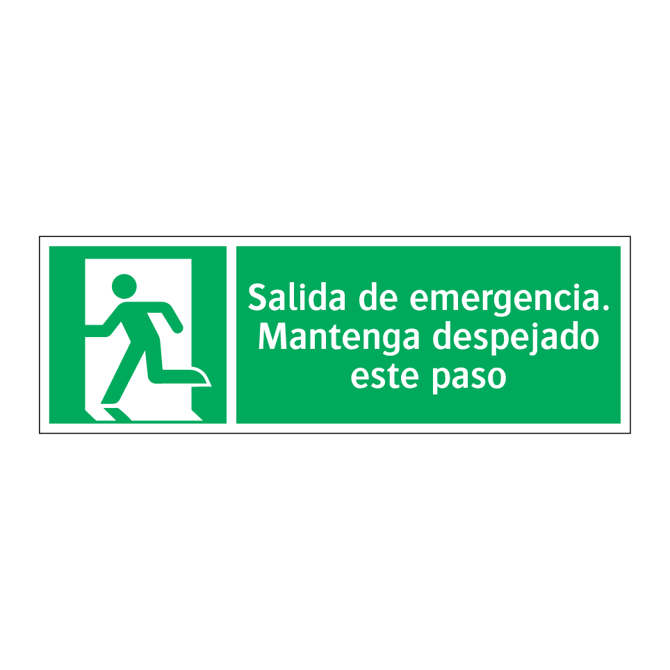 Salida de emergencia. Mantenga despejado este paso