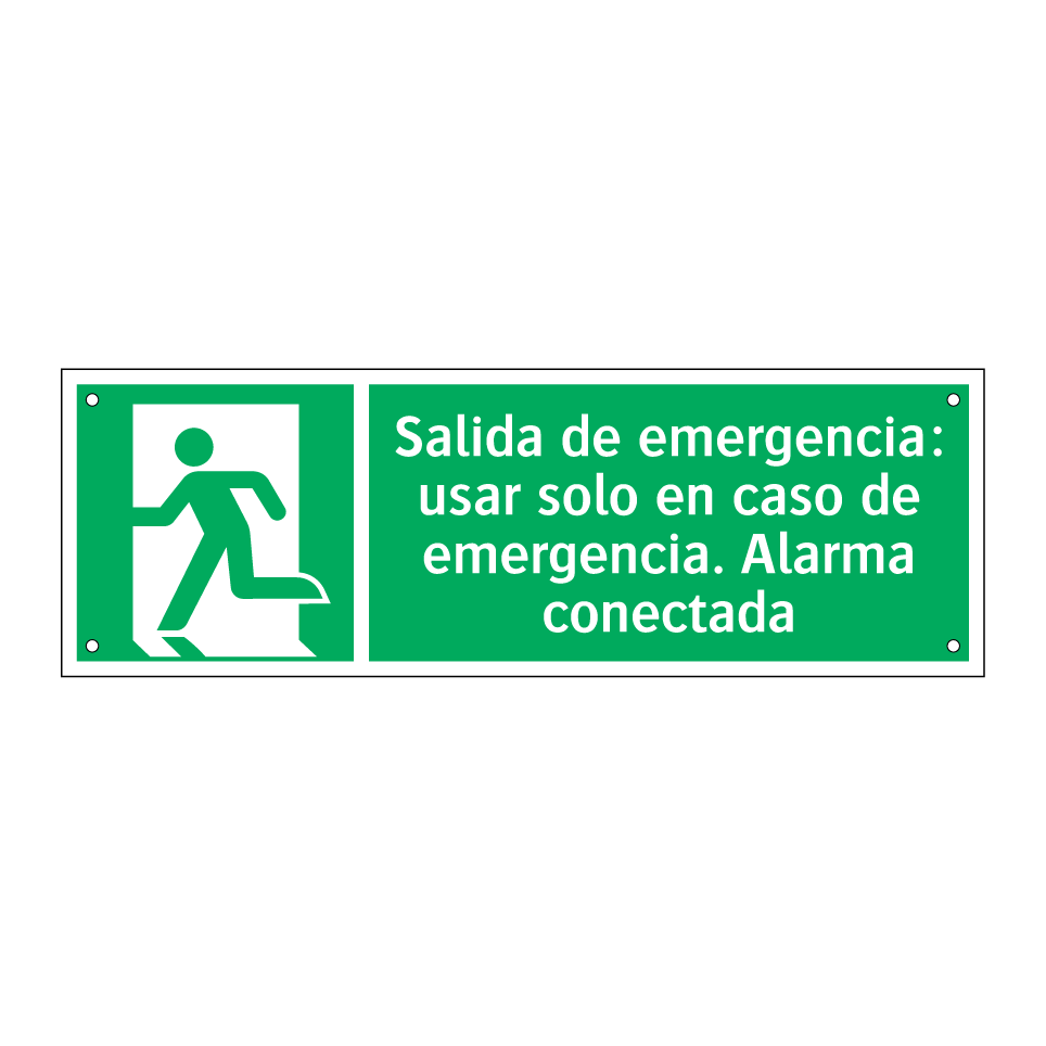 Salida de emergencia: usar solo en caso de emergencia. Alarma conectada