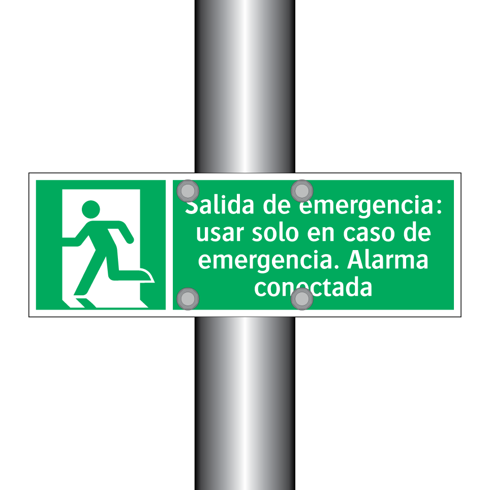 Salida de emergencia: usar solo en caso de emergencia. Alarma conectada