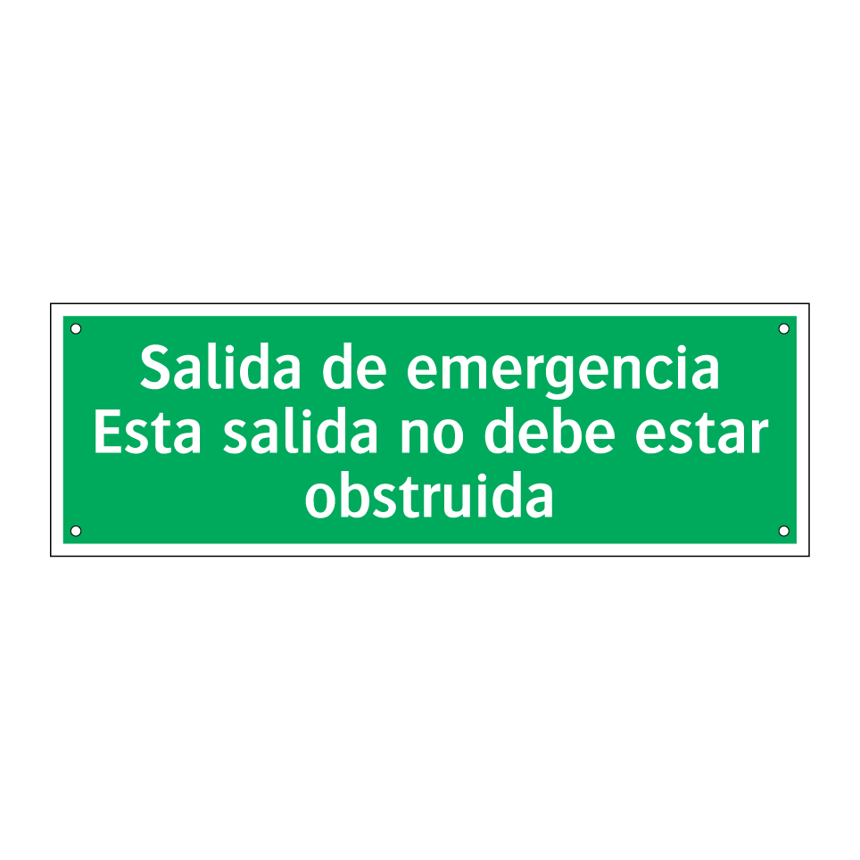 Salida de emergencia Esta salida no debe estar obstruida