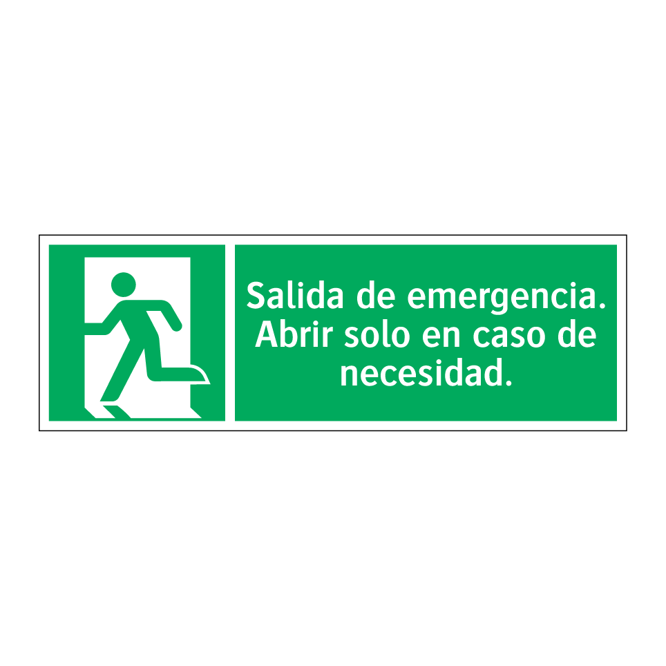 Salida de emergencia. Abrir solo en caso de necesidad.