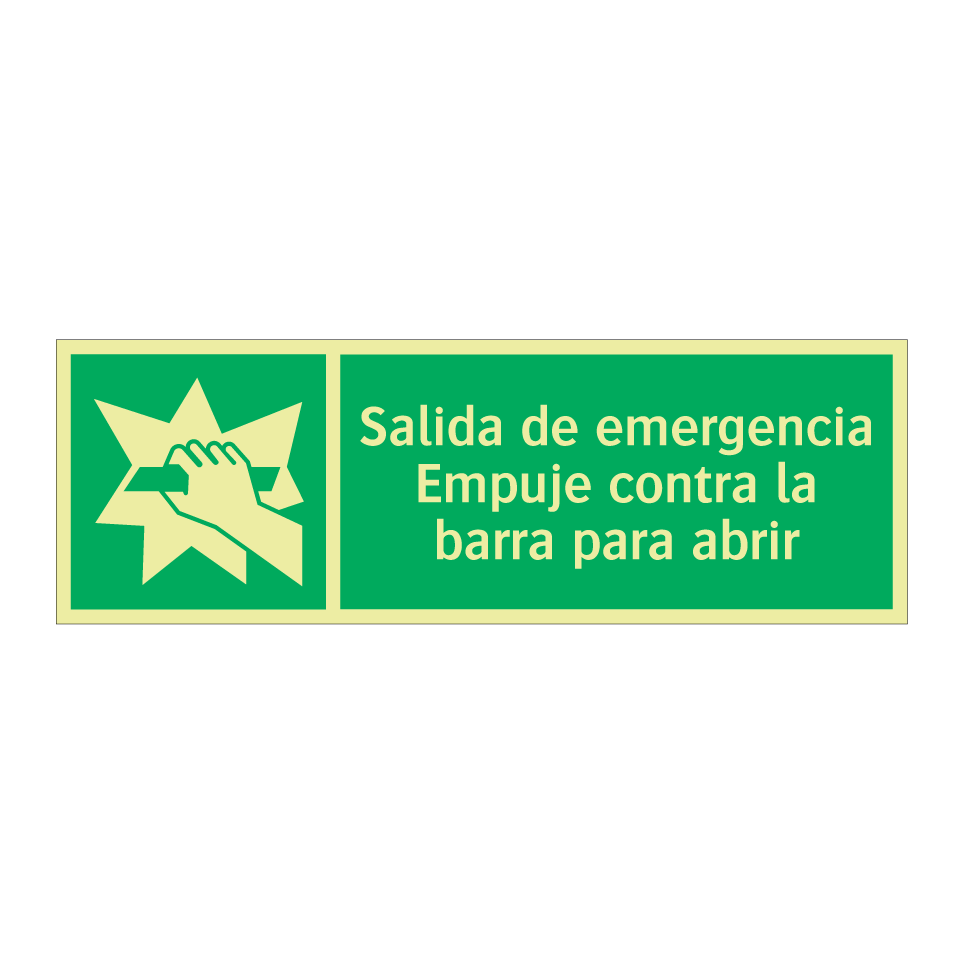 Salida de emergencia Empuje contra la barra para abrir