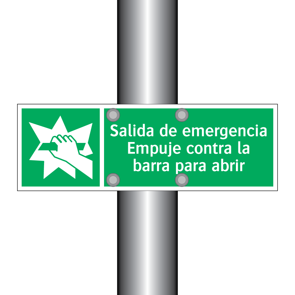 Salida de emergencia Empuje contra la barra para abrir