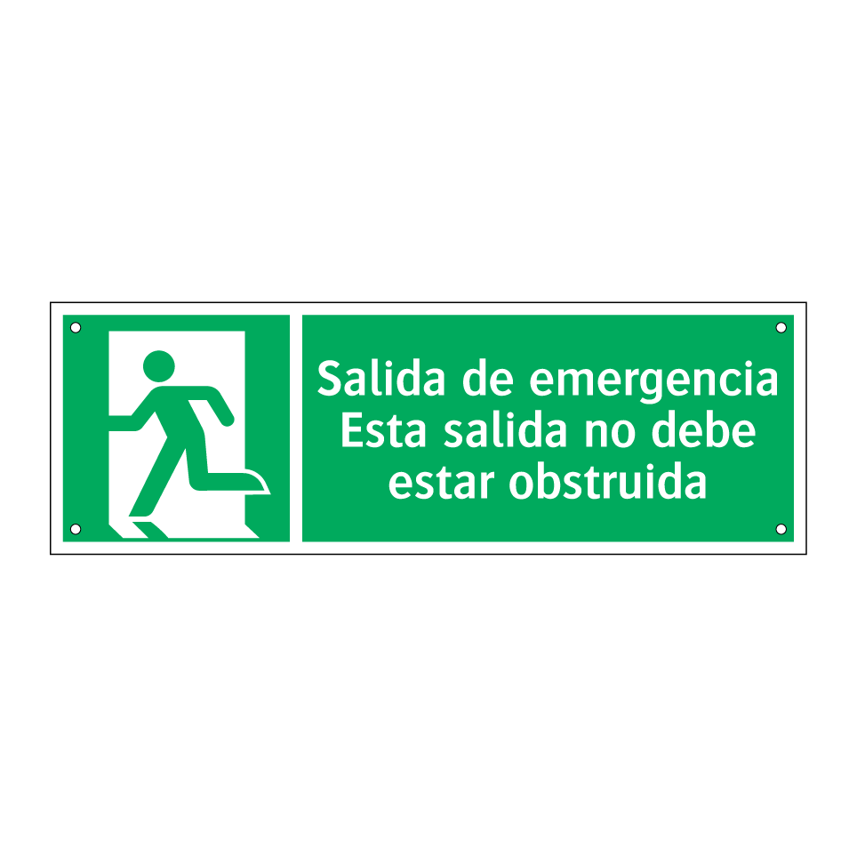 Salida de emergencia Esta salida no debe estar obstruida