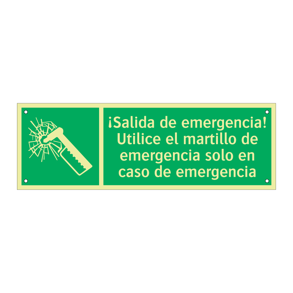¡Salida de emergencia! Utilice el martillo de emergencia solo en caso de emergencia