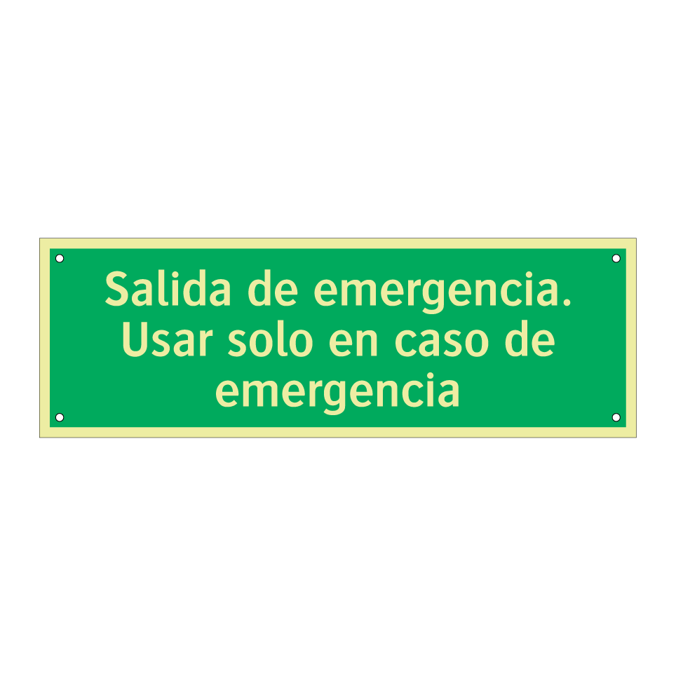 Salida de emergencia. Usar solo en caso de emergencia