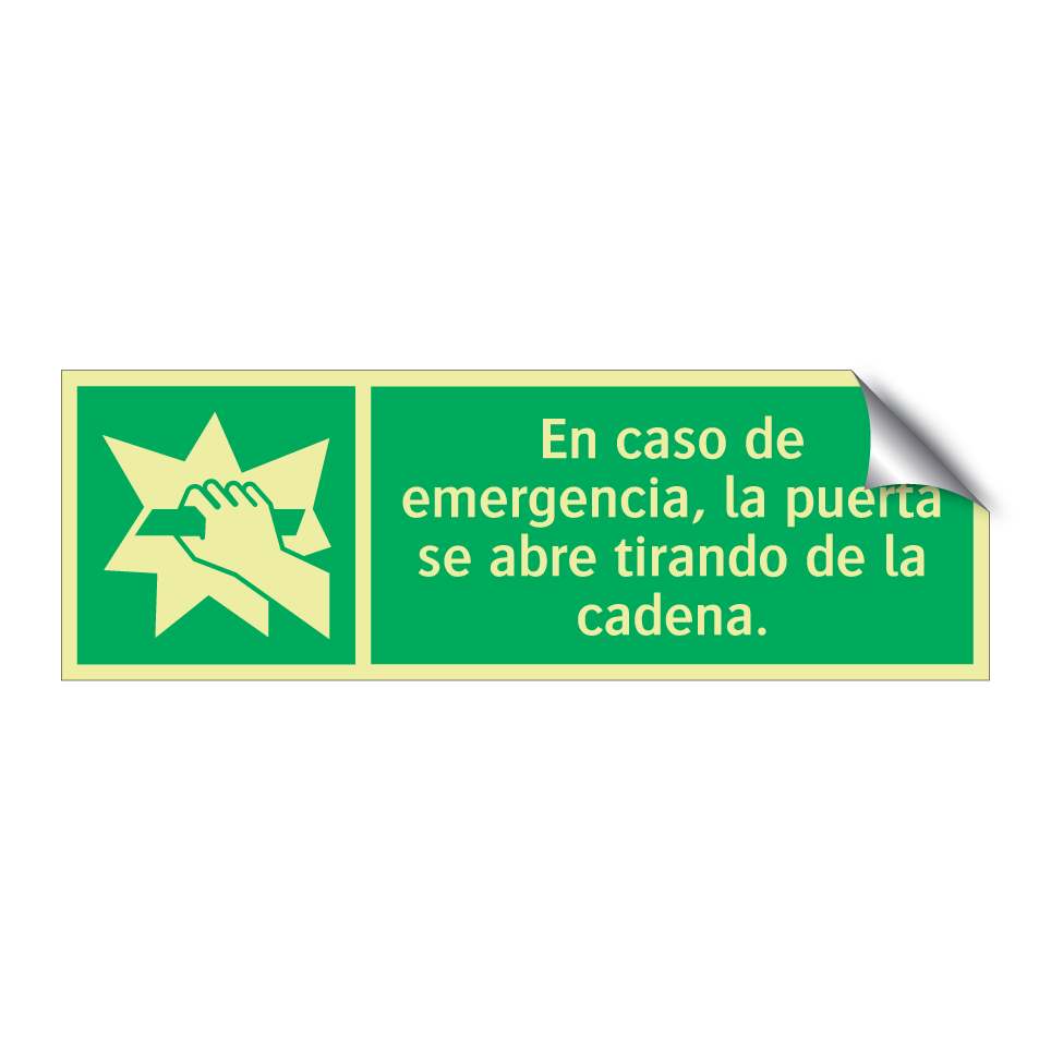 En caso de emergencia, la puerta se abre tirando de la cadena.