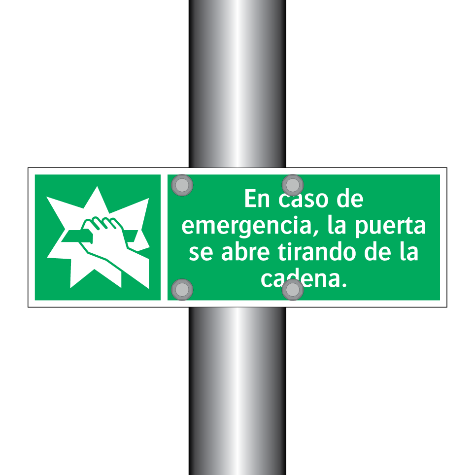 En caso de emergencia, la puerta se abre tirando de la cadena.