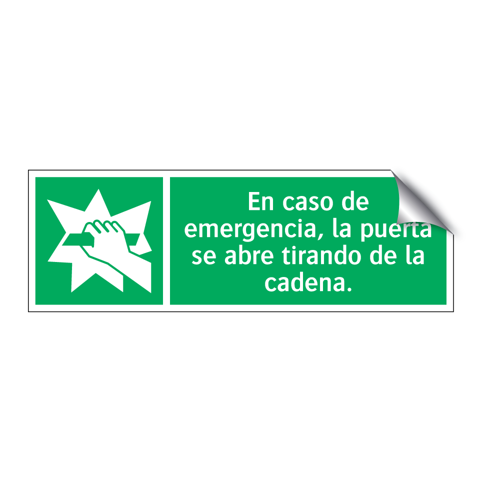 En caso de emergencia, la puerta se abre tirando de la cadena.