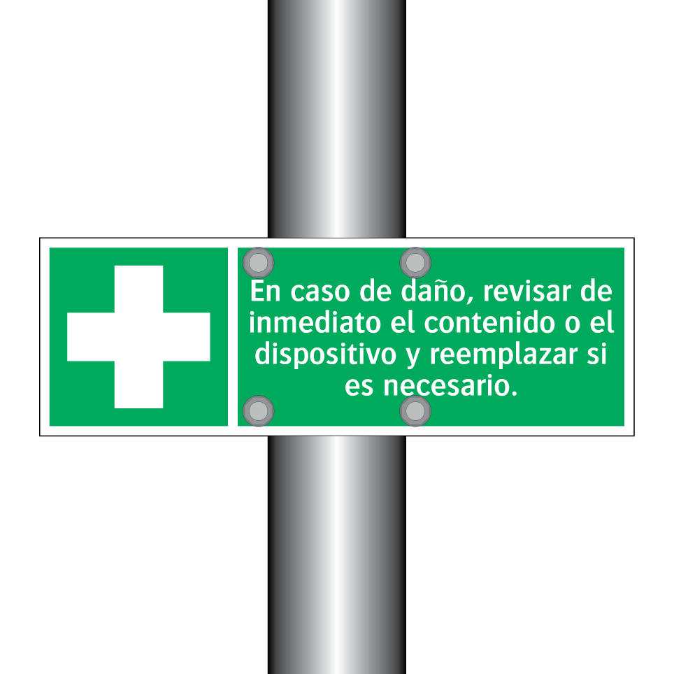 En caso de daño, revisar de inmediato el contenido o el dispositivo y reemplazar si es necesario.