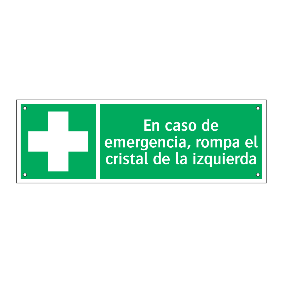 En caso de emergencia, rompa el cristal de la izquierda