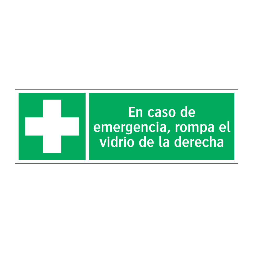 En caso de emergencia, rompa el vidrio de la derecha