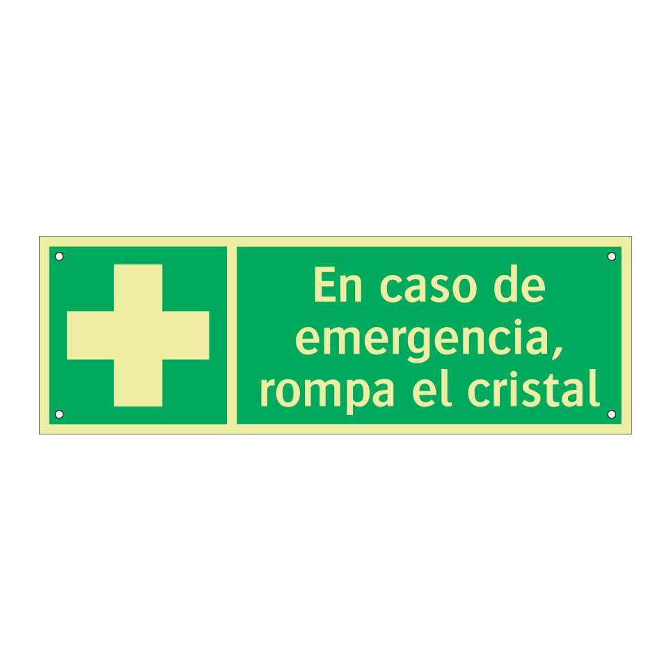 En caso de emergencia, rompa el cristal