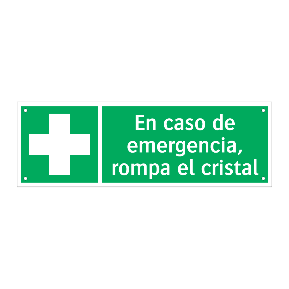 En caso de emergencia, rompa el cristal