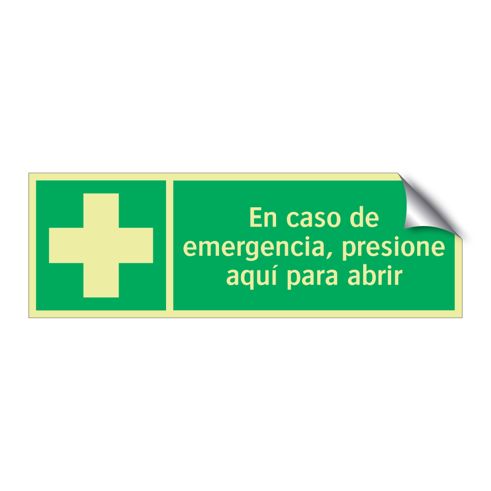 En caso de emergencia, presione aquí para abrir