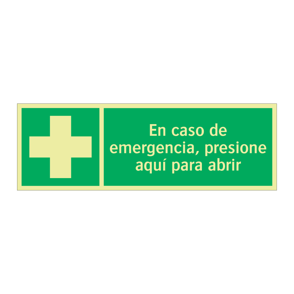 En caso de emergencia, presione aquí para abrir