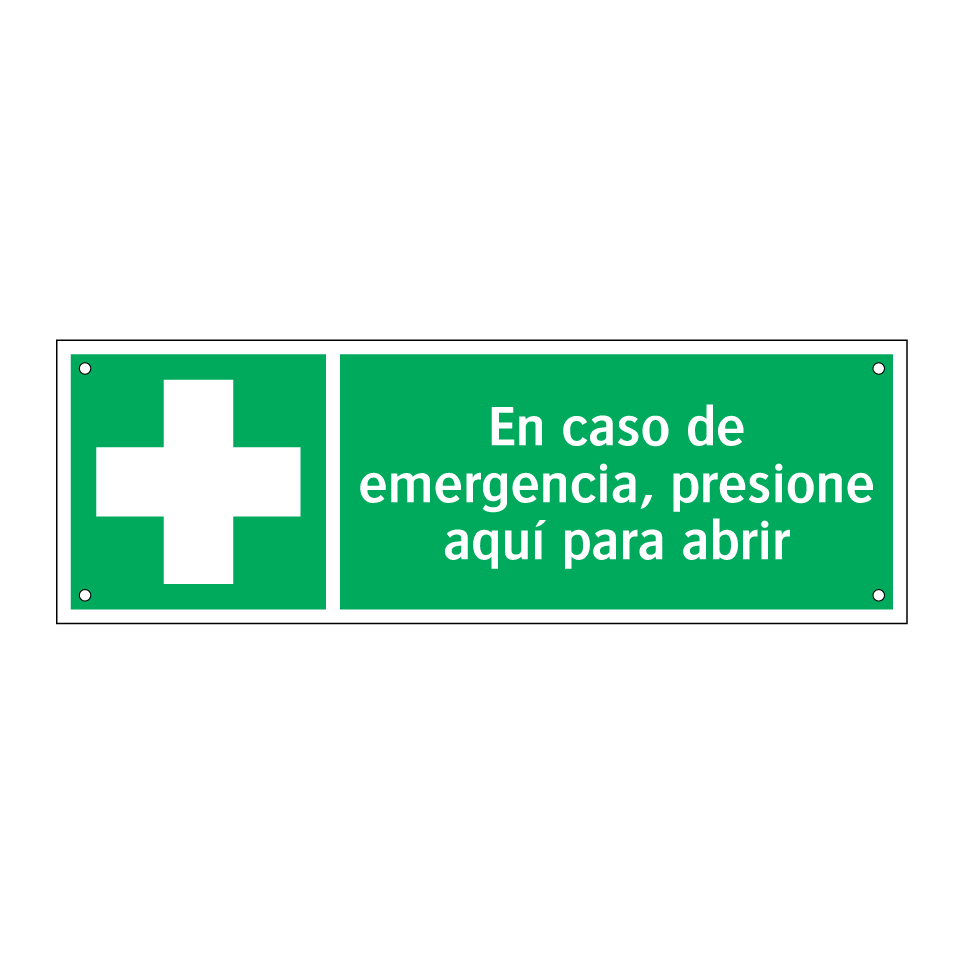 En caso de emergencia, presione aquí para abrir