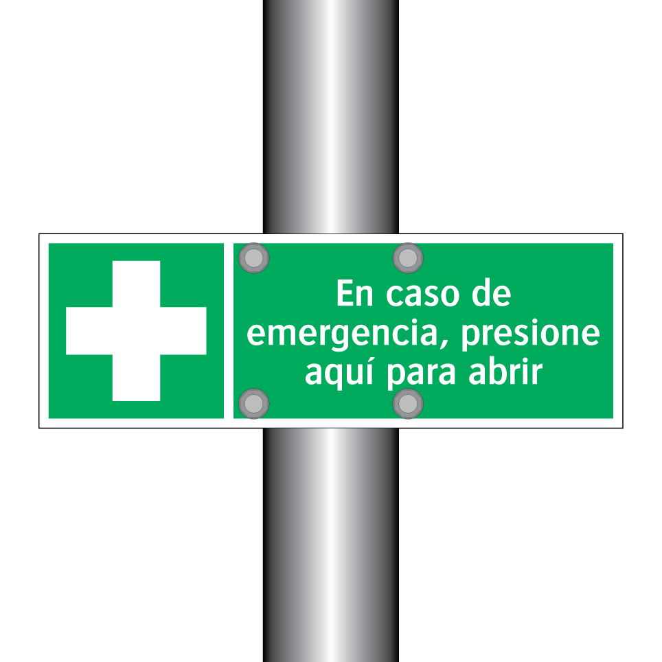 En caso de emergencia, presione aquí para abrir