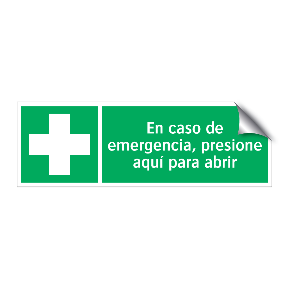 En caso de emergencia, presione aquí para abrir
