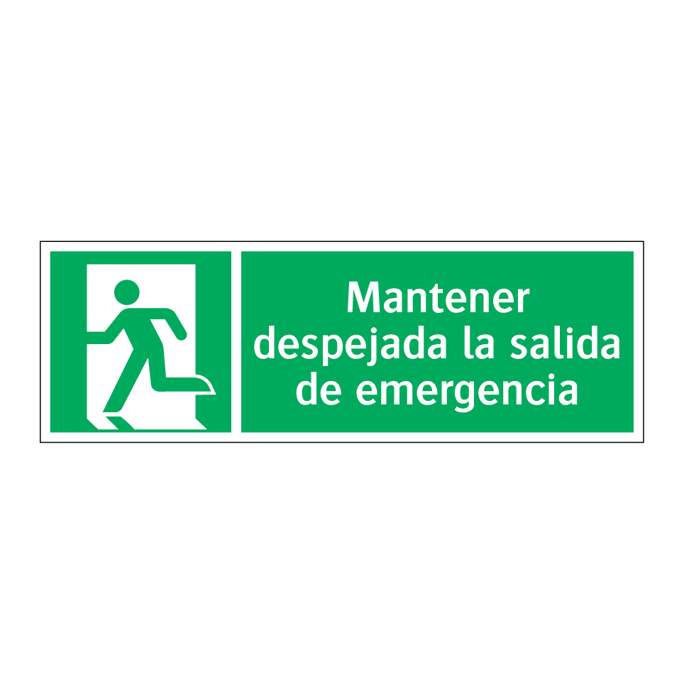 Mantener despejada la salida de emergencia