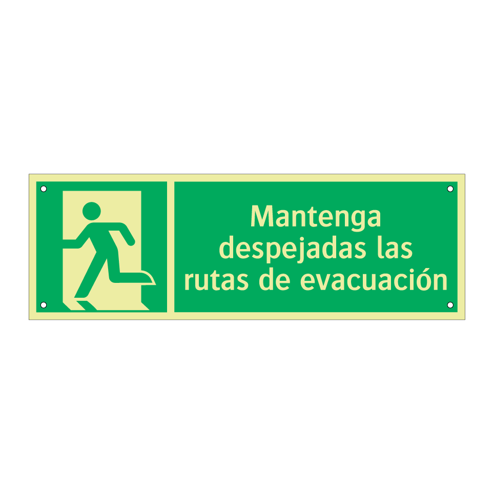 Mantenga despejadas las rutas de evacuación