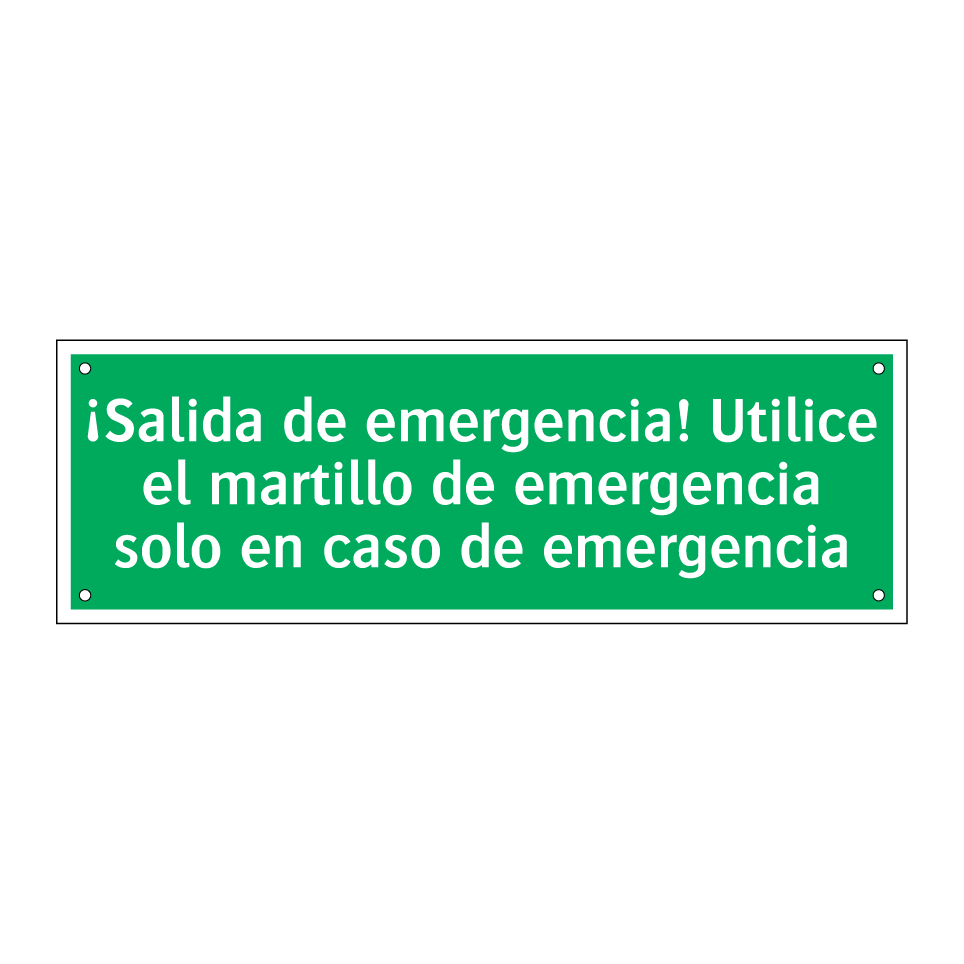 ¡Salida de emergencia! Utilice el martillo de emergencia solo en caso de emergencia