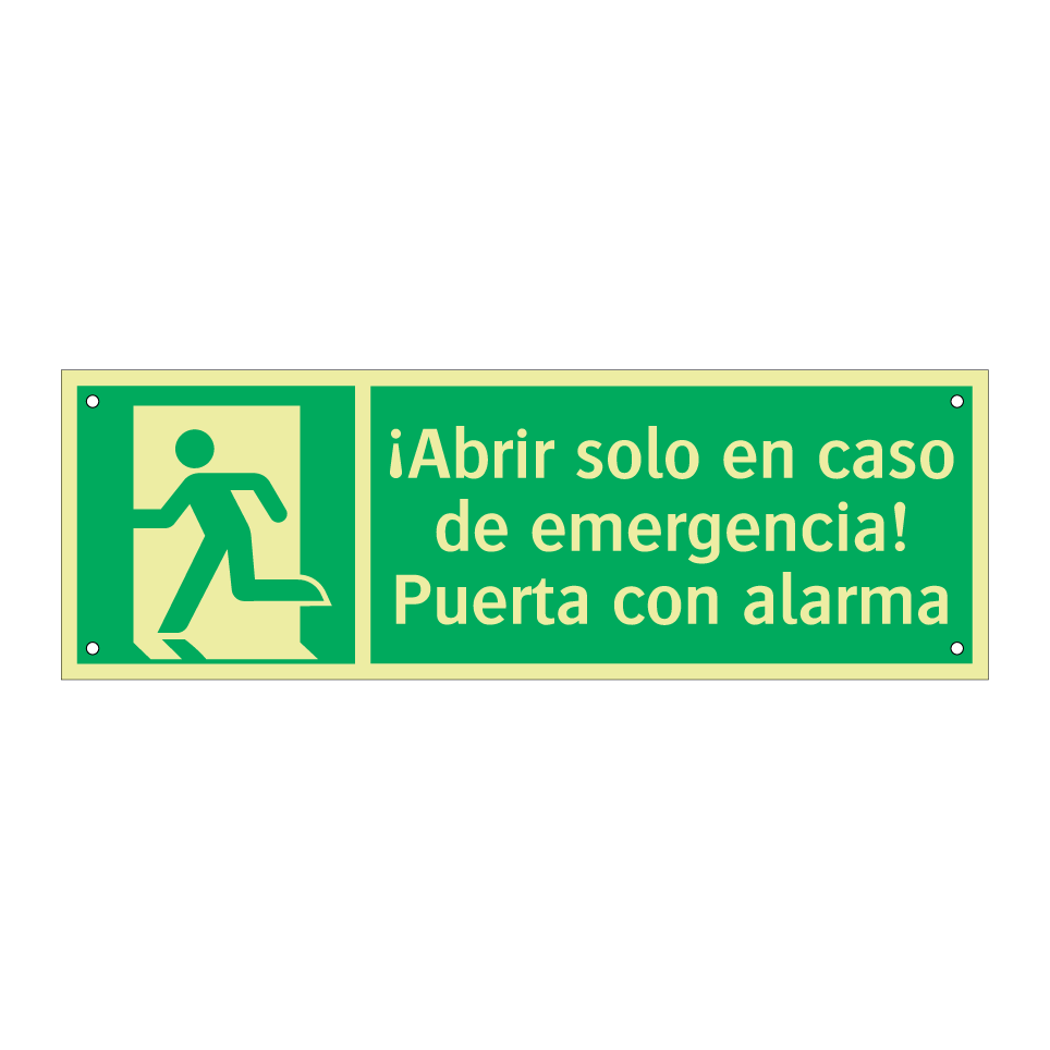¡Abrir solo en caso de emergencia! Puerta con alarma