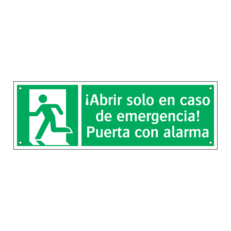 ¡Abrir solo en caso de emergencia! Puerta con alarma