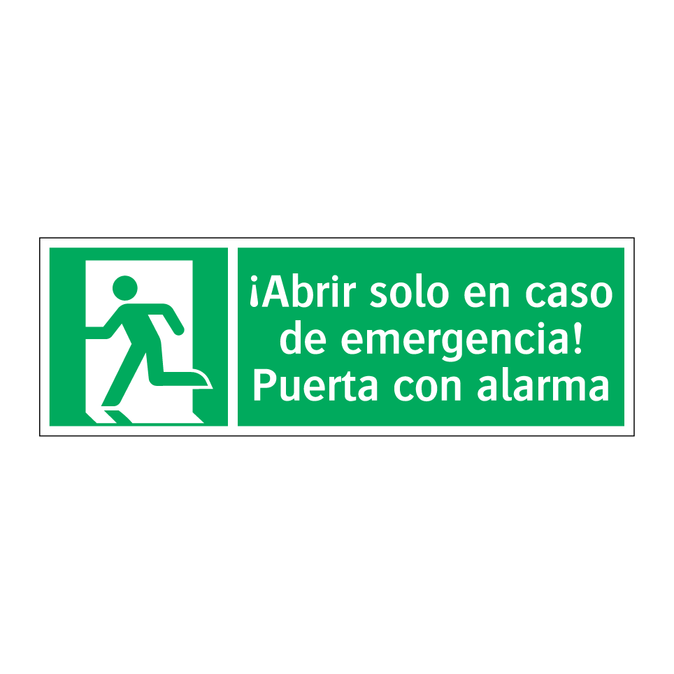 ¡Abrir solo en caso de emergencia! Puerta con alarma