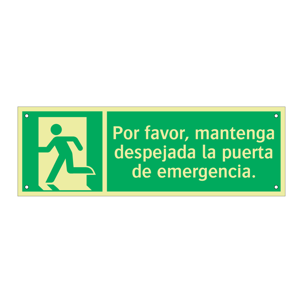 Por favor, mantenga despejada la puerta de emergencia.