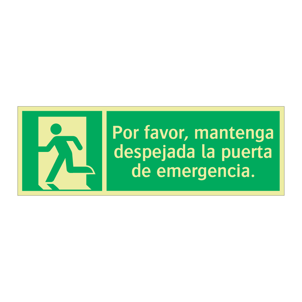 Por favor, mantenga despejada la puerta de emergencia.