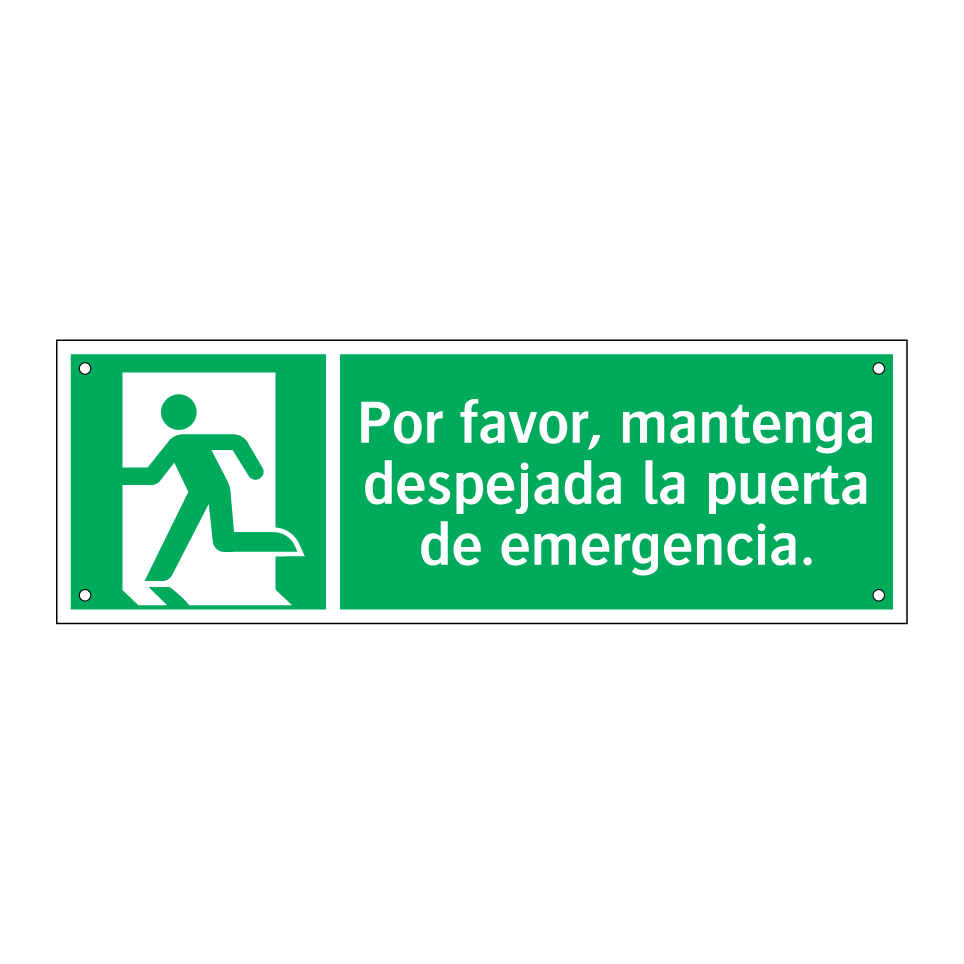 Por favor, mantenga despejada la puerta de emergencia.