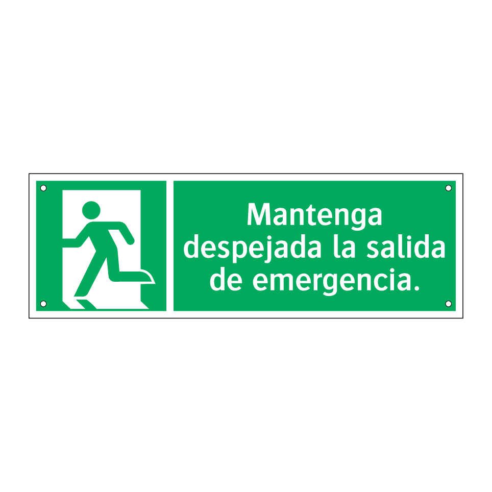 Mantenga despejada la salida de emergencia.