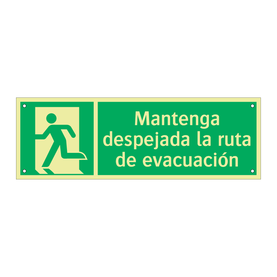 Mantenga despejada la ruta de evacuación