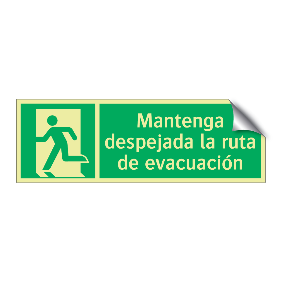 Mantenga despejada la ruta de evacuación