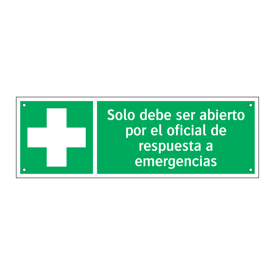 Solo debe ser abierto por el oficial de respuesta a emergencias