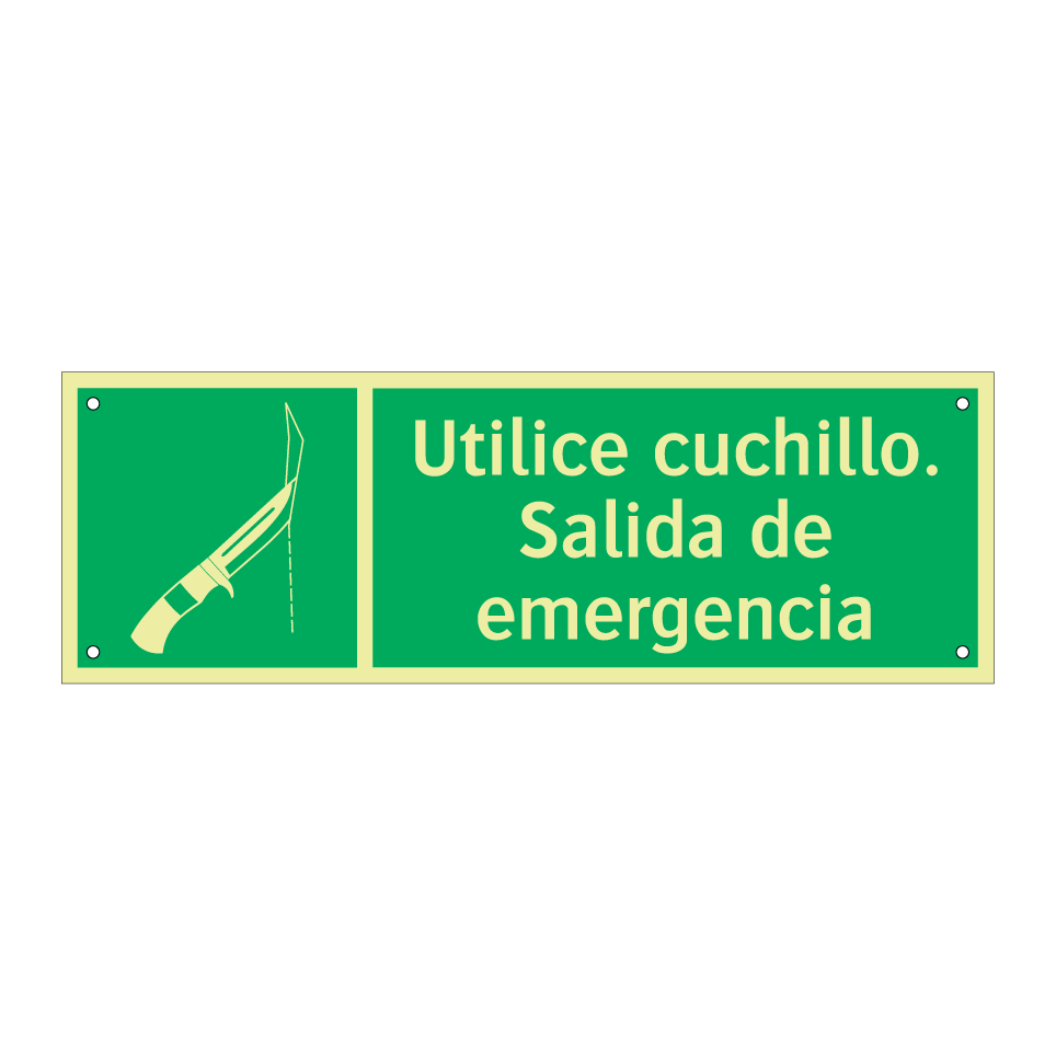 Utilice cuchillo. Salida de emergencia