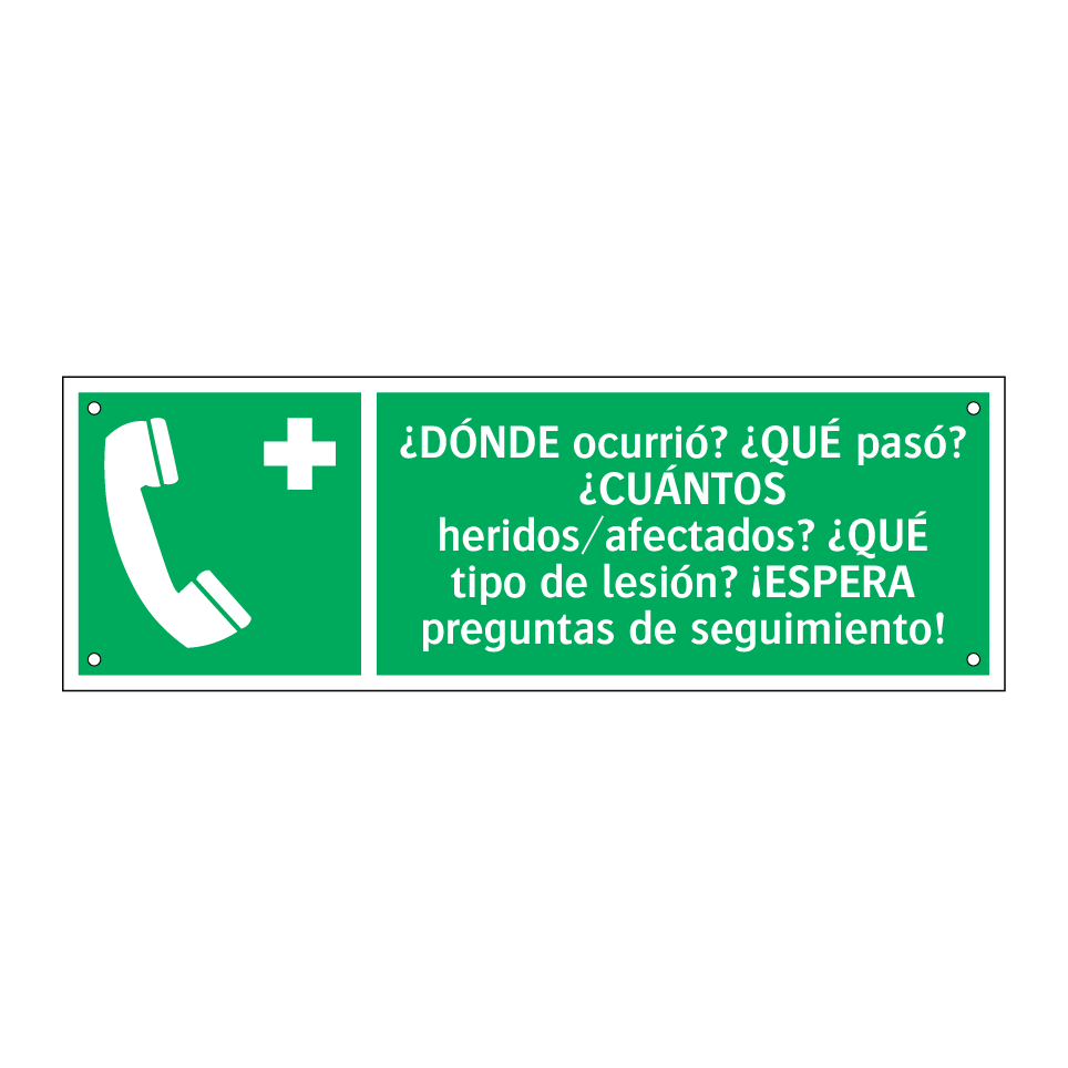 ¿DÓNDE ocurrió? ¿QUÉ pasó? ¿CUÁNTOS heridos/afectados? ¿QUÉ tipo de lesión? ¡ESPERA preguntas de seguimiento!